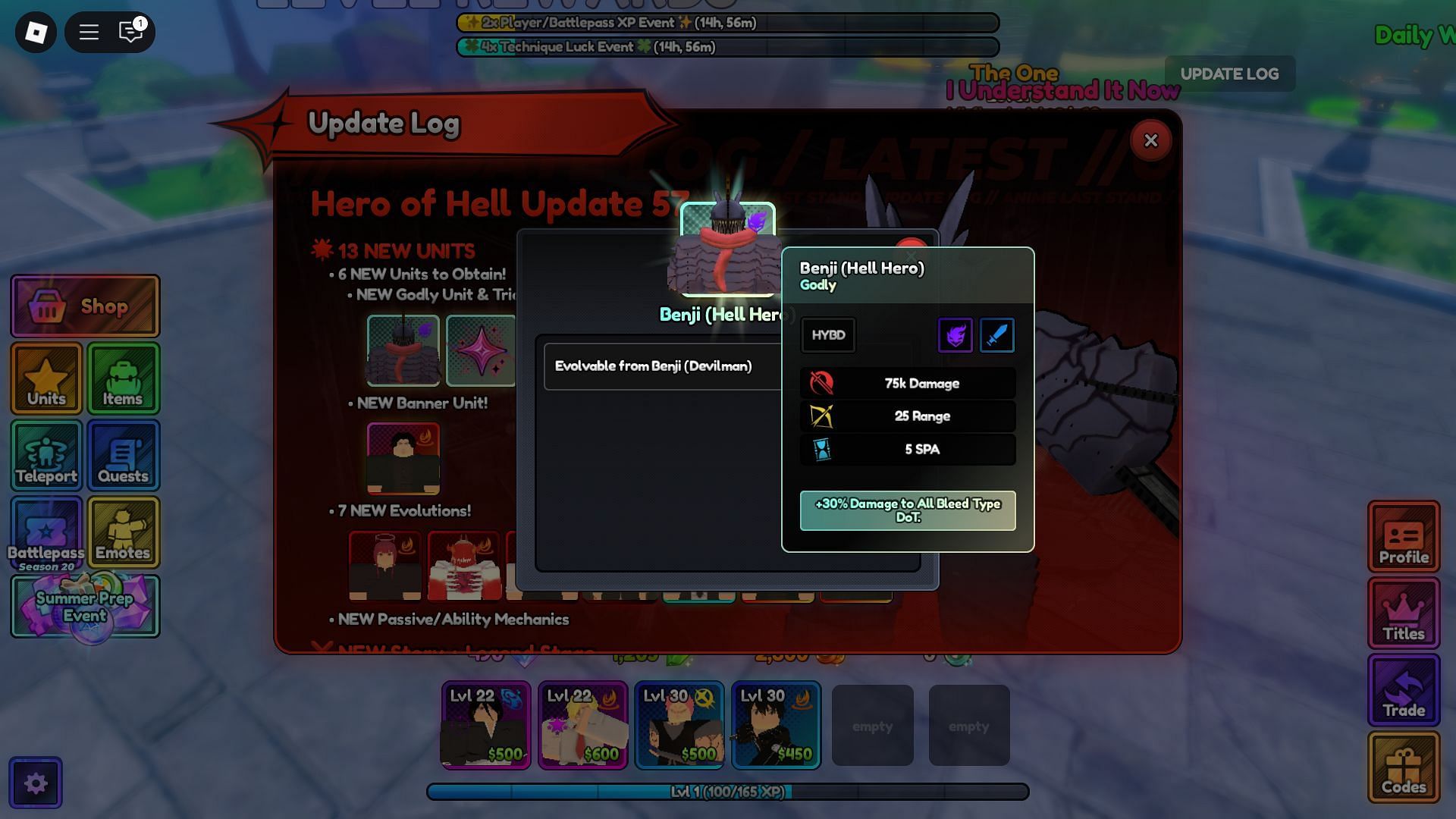 Benji (Hell Hero) info (Image via Roblox)